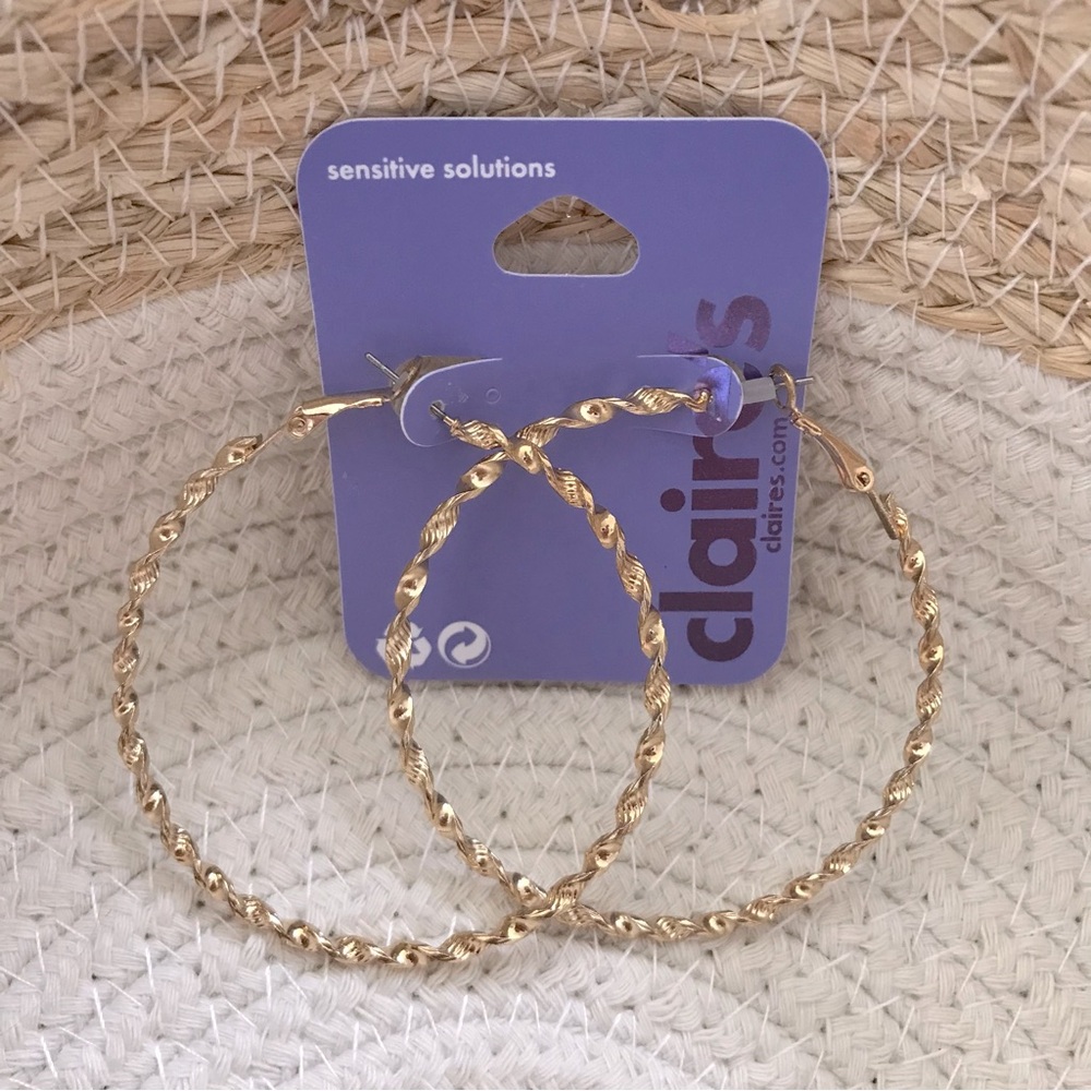 2/$15 Claire's Sensitive Solutions Gold Hoop Earrings